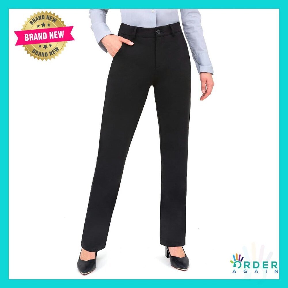 High Waisted Straight Leg Dress Pants Tummy Control Office Work Trousers Chic